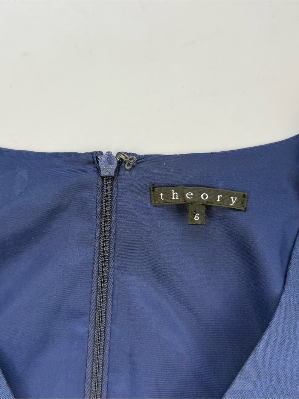Theory Wool V-Neck Sheath Dress Women Blue Size 6 Corpcore Career - Picture 4 of 8
